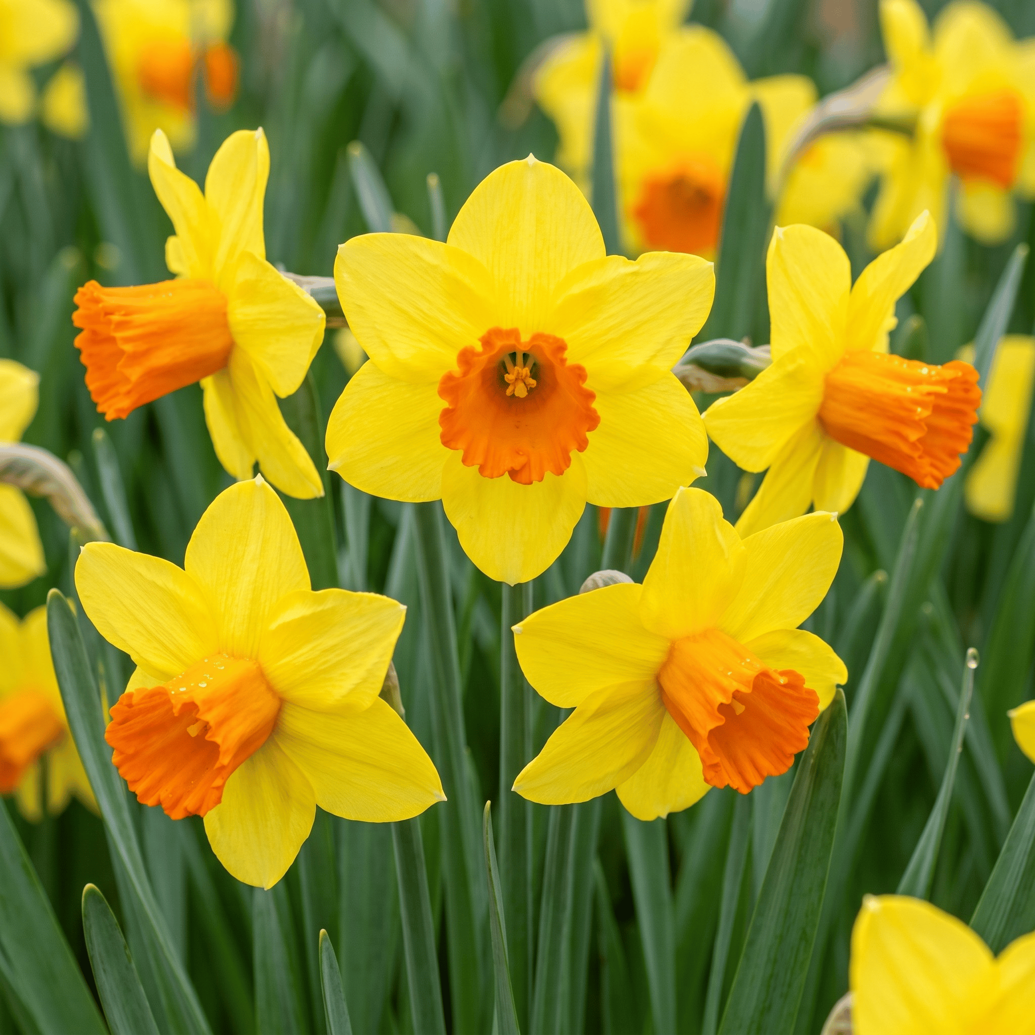 Narcissus 'Jetfire' cute dwarf daffodils with yellow petals and orange trumpets in spring — plastic-free bulb grow kit from Laura Florals